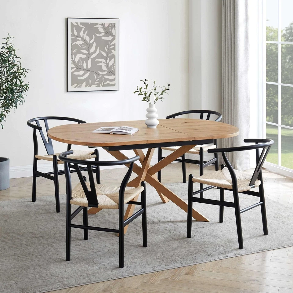 Dusk Brooke Oak Effect Oval Extendable 4-8 Seater Dining Table RRP £429
