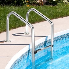 304 Stainless Steel In-Ground Pool Ladder w/ Non-slip Steps-Sliver