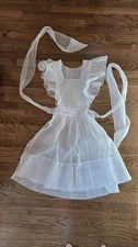 Vintage White Ruffle Apron Organza Adult Colonial Lolita Kitchen Pinafore Dress