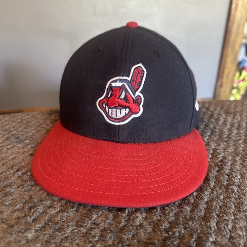 Authentic New Era 59fifty Cleveland Indians Low Profile Hat 7 1/2 Chief Wahoo