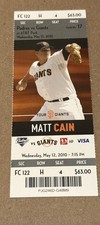 2010 Matt Cain San Francisco Giants Ticket 5/12/10 vs Padres – World Series Sea