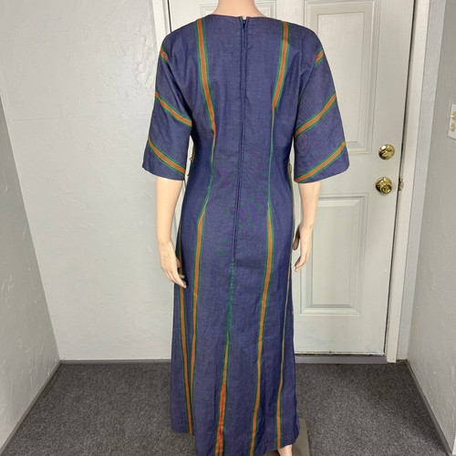 Vintage 60s 70s Alice California Women's Dress Hippie Stripe Maxi Pocket C3-26 - Picture 4 of 7