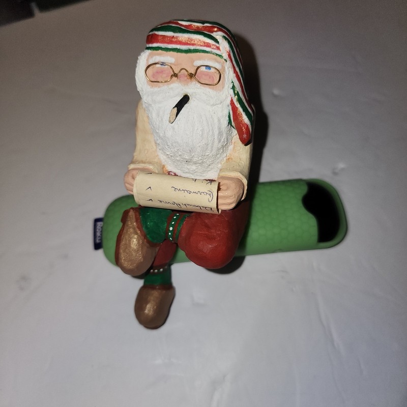 Vintage Hand Carved, Painted Kurt Adler "2000" Shelf Sitting Santa w/scroll 6"