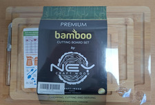 Image of Bamboo Chopping Boards Set of 3 Reversible NEW BOXED