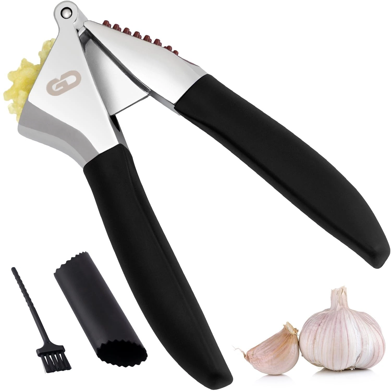 Garlic Press Set Heavy Duty Rust-Resistant Crusher with Brush & Peeler
Opens in a new window or tab