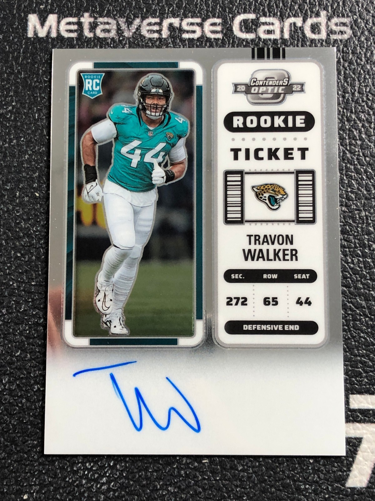 2022 Contenders Optic Rookie Ticket On-Card Autograph #135 RC Travon Walker