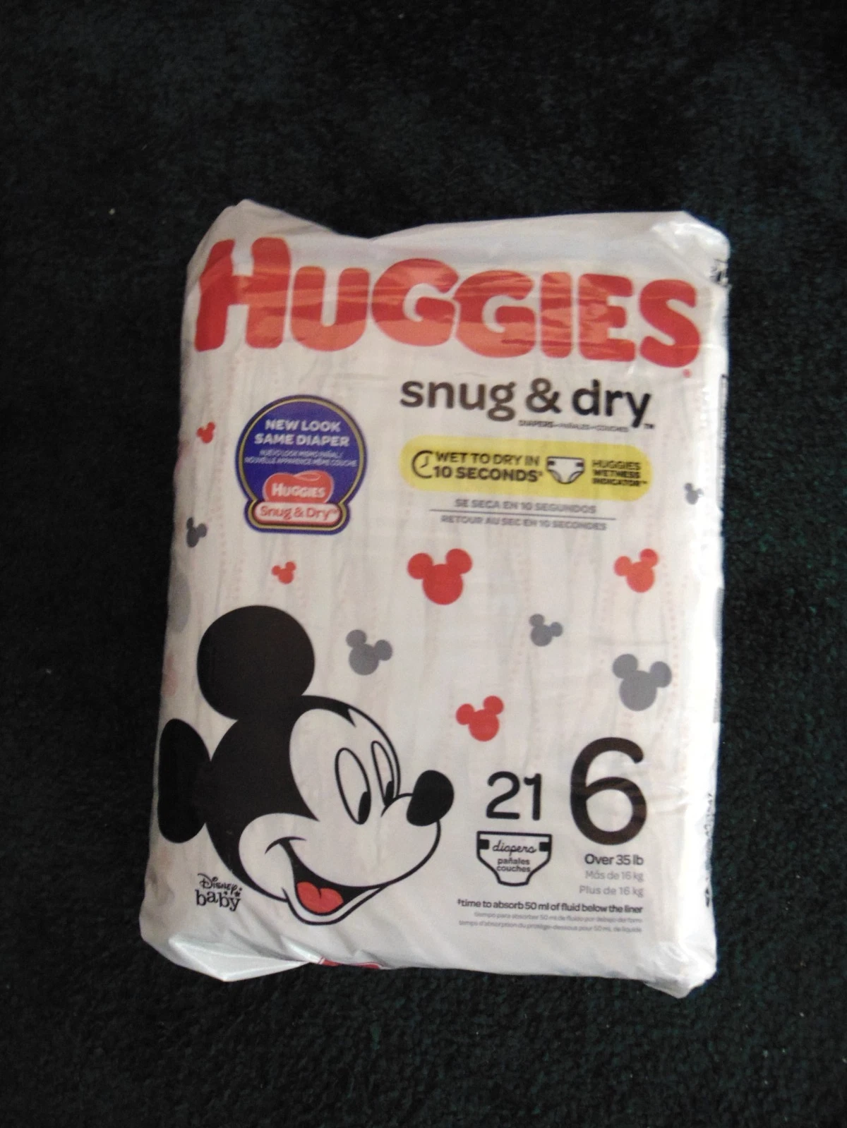 2018 Vintage Huggies Snug and Dry Size 6 Disposable Diapers Mickey Mouse 21 Pack