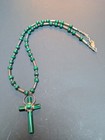 🔥 VINTAGE STERLING SILVER & MALACHITE NATIVE AMERICAN CROSS NECKLACE SIGNED 🔥 — photo 1