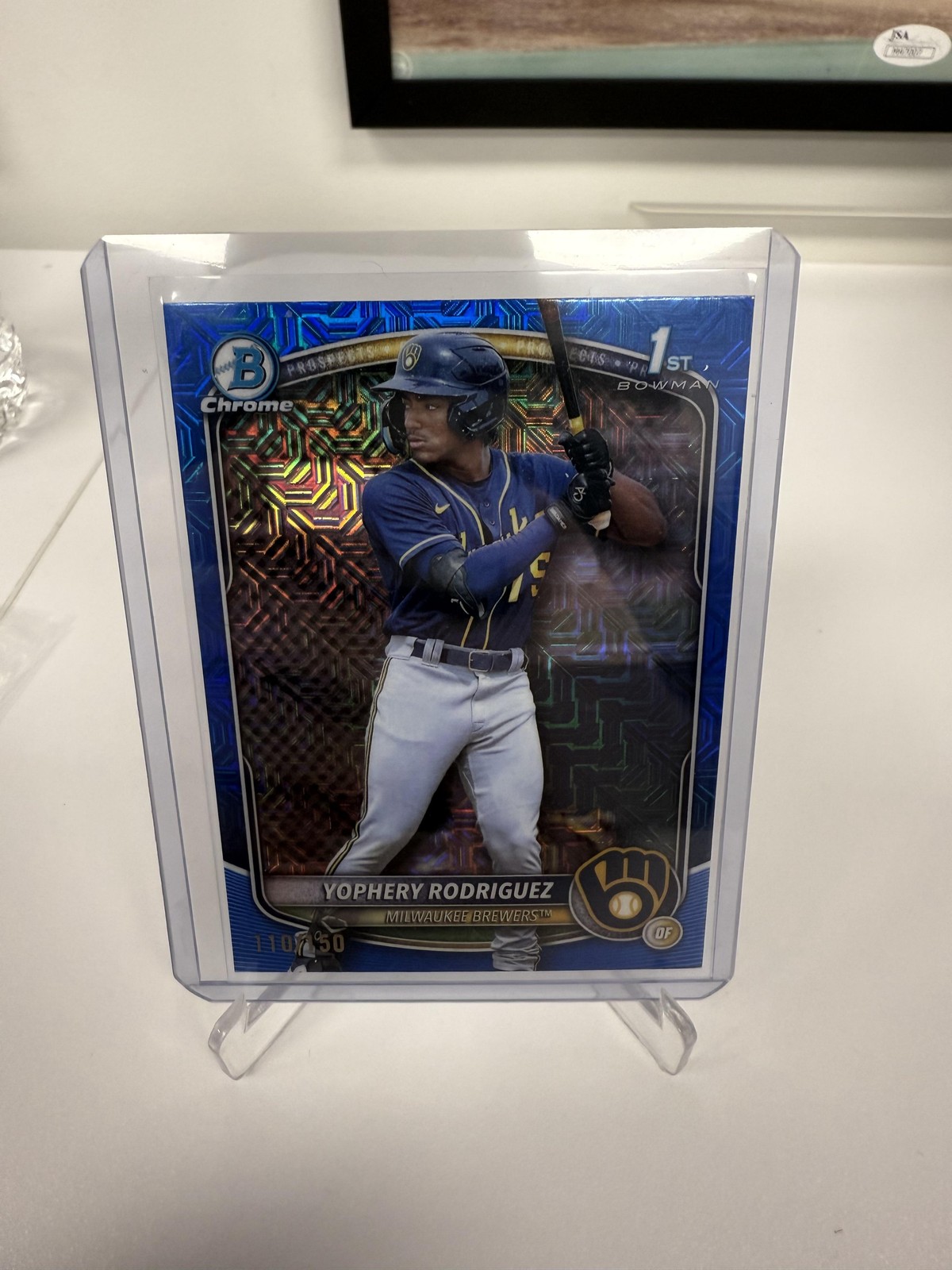 2025 Bowman #BCP-36 Yophery Rodriguez Chrome Prospects Mojo Blue Refractor #/150