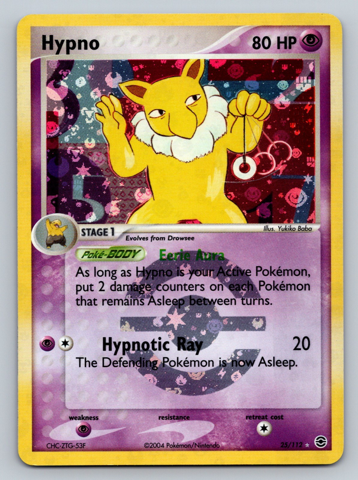 Hypno 25/112 Reverse Holo FireRed & LeafGreen Vintage NM