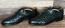 NICE! $1000+ MEZLAN Black Genuine Crocodile Alligator Loafers Boots Shoes 11