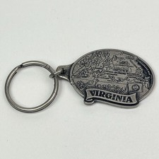 Vintage Virginia Key Chain Pewter Metal State Collector Key Ring Bi Cast Publish