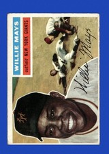 1956 Topps Set-Break #130 Willie Mays VG-VGEX (crease) (white back) *GMCARDS*