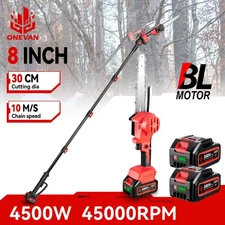 2in1 8" Chainsaw Pole Saw Electric Chain Saws With 2 Batteries For Tree Felling