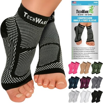 TechWare Pro Ankle Brace Compression Sleeve  - L/XL - Black/Grey