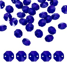 70Pcs 14mm Crystal Octagon Beads 2 Hole Glass Suncatcher Beads Black Purple