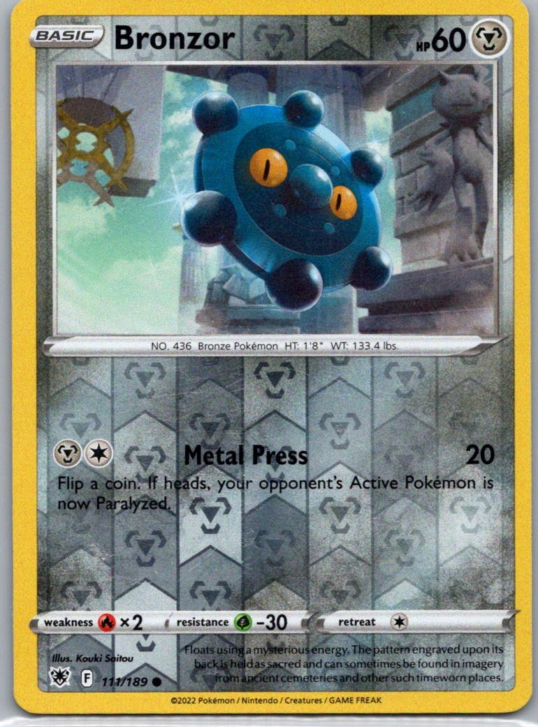Pokemon TCG Bronzor 111/189 Astral Radiance Rev Holo NM