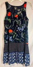 Aerie Navy Multi Tiered Floral Sleeveless Mini Dress Button Front Size S