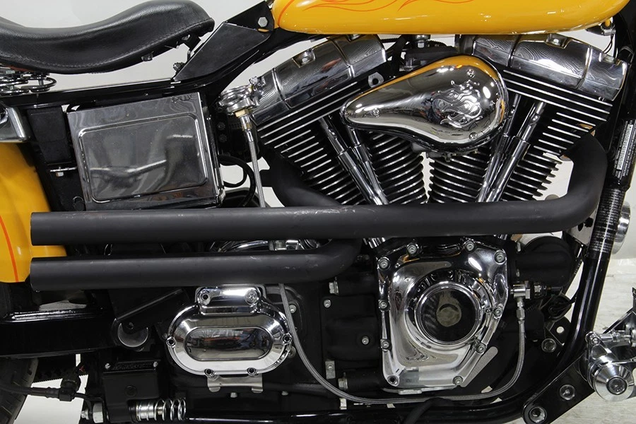 V-TWIN Exhaust Drag Pipe Set Black Shotgun Style Harley 1991-2017 FXD