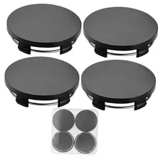 60mm Black Wheel Center Caps 4 Pcs 2.36 Inch Outer Diameter ABS Plastic Hub 