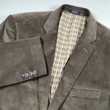 Saddlebred Men's 44L Corduroy Blazer Light Brown Tan 2-Button Sport Coat Cotton