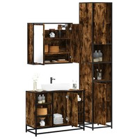 3-Teiliges BadmöBel-Set RäUchereiche Holzwerkstoff Badezimmer