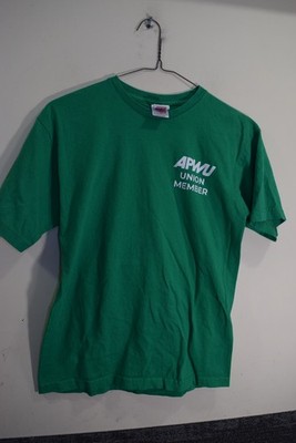 APWU American Postal Worker Union MENS M T Shirt Mailman Newman USPS Kelly Green