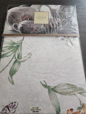 Lenox Butterfly Meadow Hydrangea Tablecloth 60''x84'' Oblong/Rectangle Easy Care