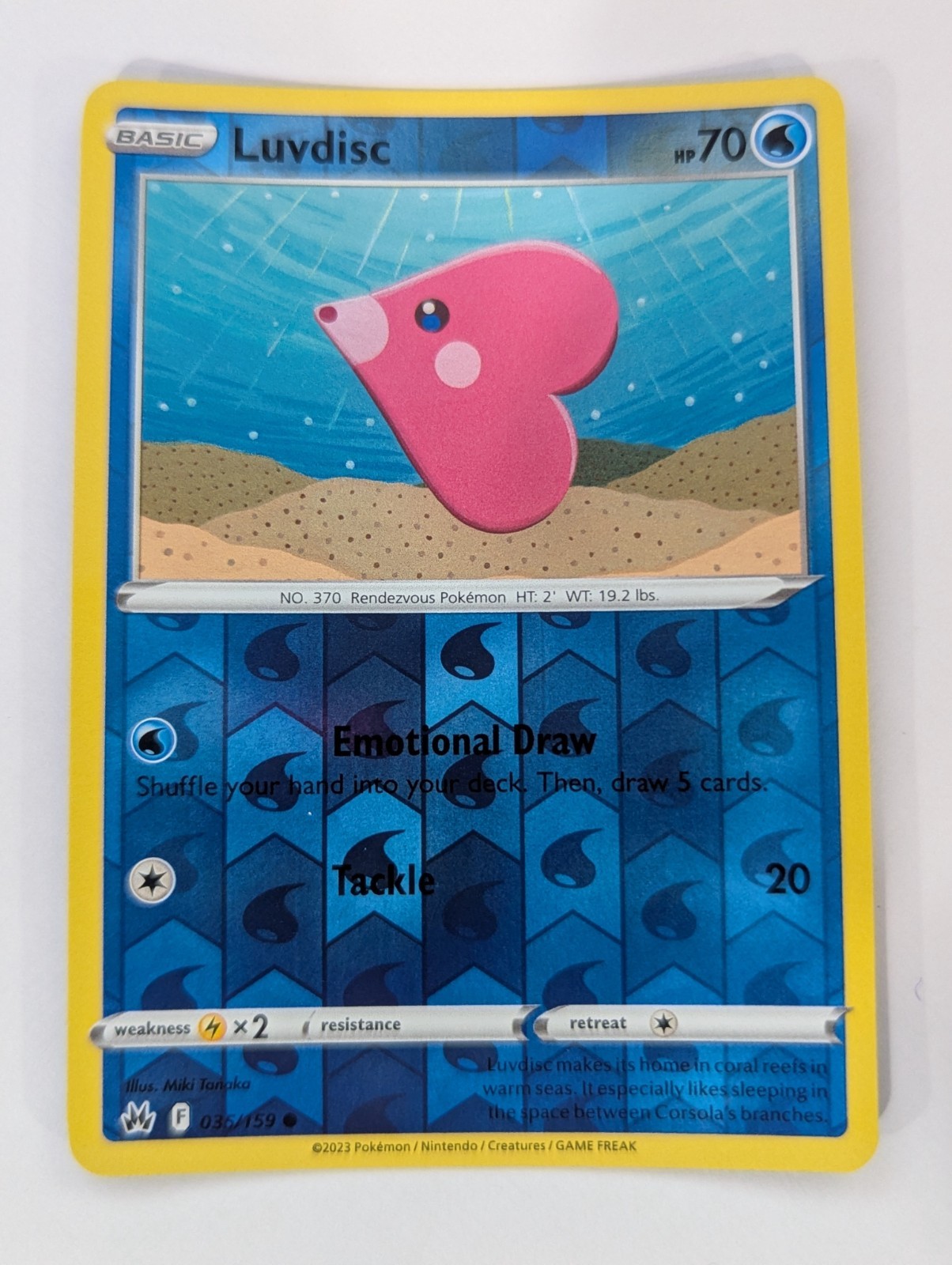 Luvdisc 35/159 SWSH: Crown Zenith Reverse Holo Rare Pokemon Card NM