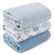 GLLQUEN BABY Muslin Swaddle Blankets,3-Pack Receiving Blanket for Newborn Boy...