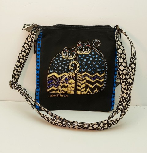 NEW Laurel Burch Cotton Cats Beaded Art Canvas Crossbody Bag Adjustable Strap - Picture 5 of 10