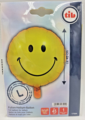 TIB Folien- Helium- Ballon Smiley Gesicht, ca. 45 cm groß #RH7