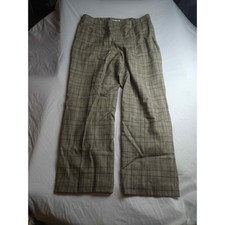 Talbots Stretch Wool Blend Plaid Trousers Brown Glen Check Wide Leg Womens 16