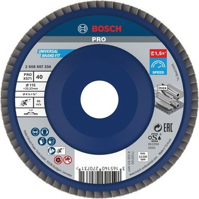 Bosch PRO X571 Fächerschleifscheibe, gerade, 115 mm, K40