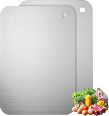 2 Stück Titan Schneidebrett Edelstahl Schneidebrett Titanium Cutting Boards, 