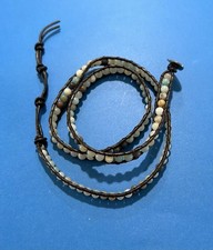 Boho Brown Leather Quartz Stones Wrap Around Braclet or Necklace