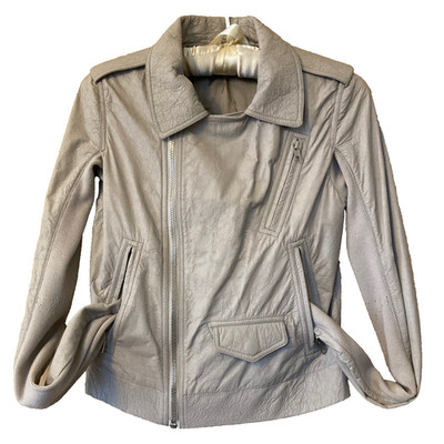Rick Owens Women's Blistered Leather Moto Jacket Pearl Sz 4