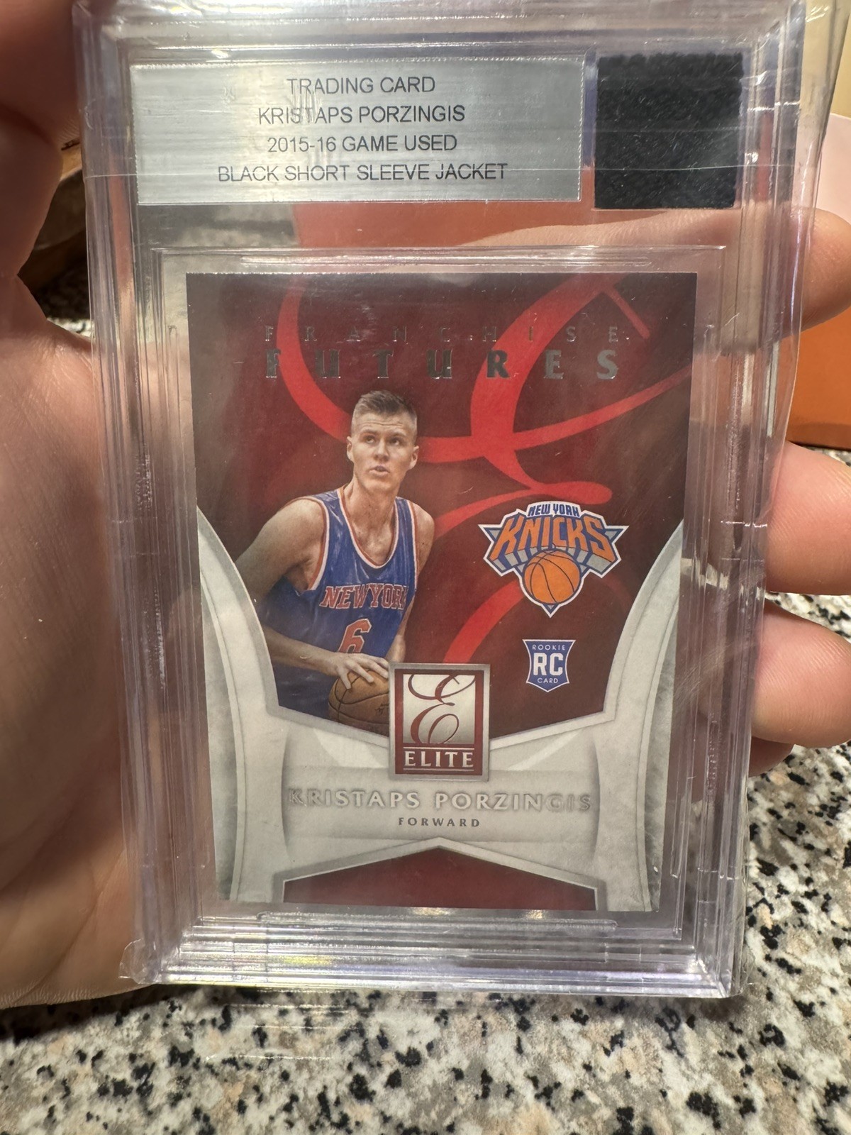 2015-16 Donruss Kristaps Porzingis Elite Franchise Futures New York Game Used RC