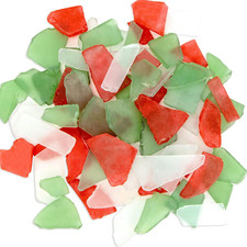 15 OZ Sea Glass for Crafts - Red Clear Green Seaglass Bulk Decor
