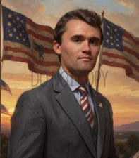 Charlie Kirk MAGA Christian Oil Painting Style Print AI Generated 8X10 Print