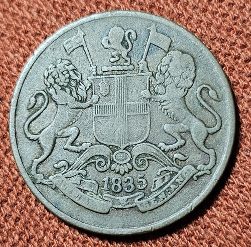 1835 British India 1/4 Anna William IV Coin F/VF KM#446 East India Company