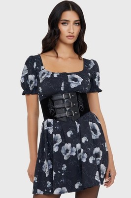 KILLSTAR Gürtel - Nyx Garden | Gothic Samt Gürtel mit floralem Print