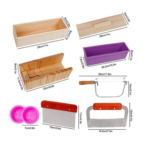 9 Pcs Soap Making Tool Kit Loaf Soap Mould Wooden Soap Cutter Slicer Tools - Picture 2 of 8