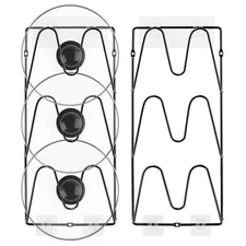 2 Pack Pot Lid Organizer 3-Tier Pot Pan Cover Rack for Wall Door Inside Cabinet