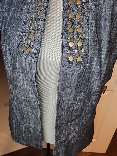 Coldwater Creek Denim Jacket Chambray Shaped Denim Rivet Trim Blu NWT Sz 10 $99 - Picture 16 of 19