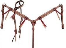 Leather Western Tack Set With Headstall ,Breast Collar and Reins.