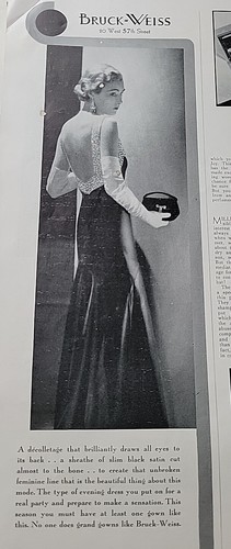 1931 Women's Bruck-Weiss Evening Gown vintage Fashion Clothing ad AS IS