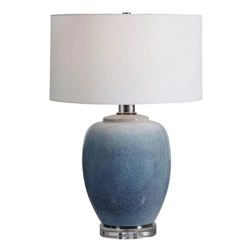 Uttermost Blue Waters Ceramic and Fabric Table Lamp in Light Blue/White - Picture 1 of 8