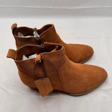 Vepose Women's Suede Leather Ankle Fashion Booties with Inner Zipper, Size 8-New