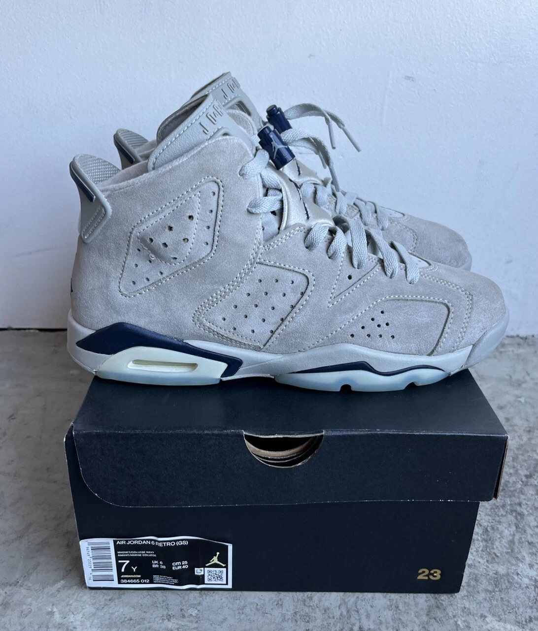 Nike Air Jordan 6 Retro Georgetown GS 5.5Y Donna 7 384665 012
